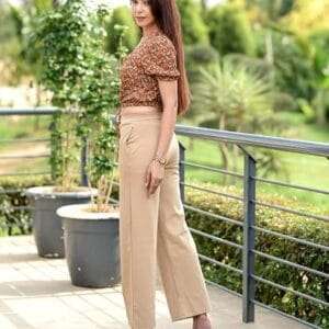 Mid-Rise Wide Leg: Trousers Meets Chic with Elastic Waist