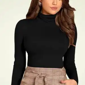 High Neck Top: Solid Full Sleeve Tops for Women