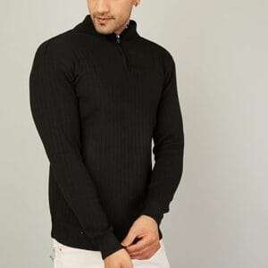 Men's High Neck Zipper: Full Sleeve Woolen Winter Sweater