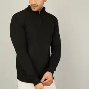 Men's High Neck Zipper: Full Sleeve Woolen Winter Sweater