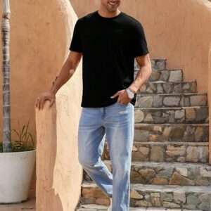 Men's Waffle Knit Crew Neck Tees: Regular Fit & Casual Comfort