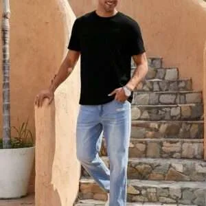 Men's Waffle Knit Crew Neck Tees: Regular Fit & Casual Comfort