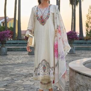 Pure Cotton Embroidered: Straight Kurta Pant Dupatta Set