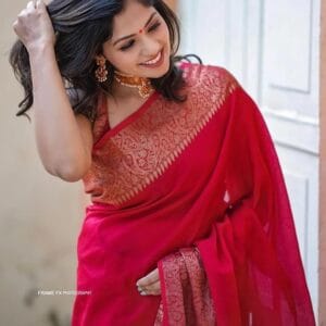 Festive Kanjivaram: Banarasi Silk Cotton Saree with Blouse Piece