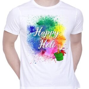 Happy Holi T-Shirt: Graphic Print Unisex 100% Cotton Tee