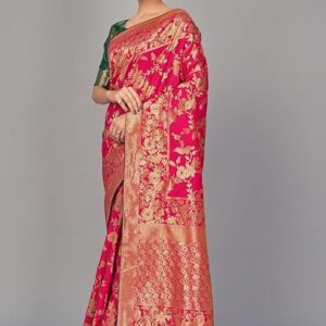 Banarasi Silk Blend Saree: Charm with Woven Zari & Tussles.